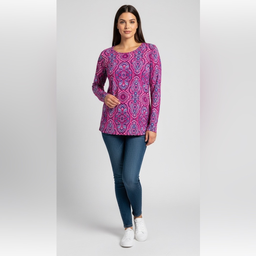 Vibrant Pink and Blue Paisley Women's Top